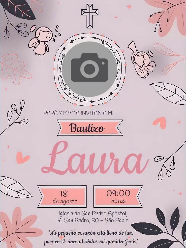 Invitación Bautizo Con Foto Niña