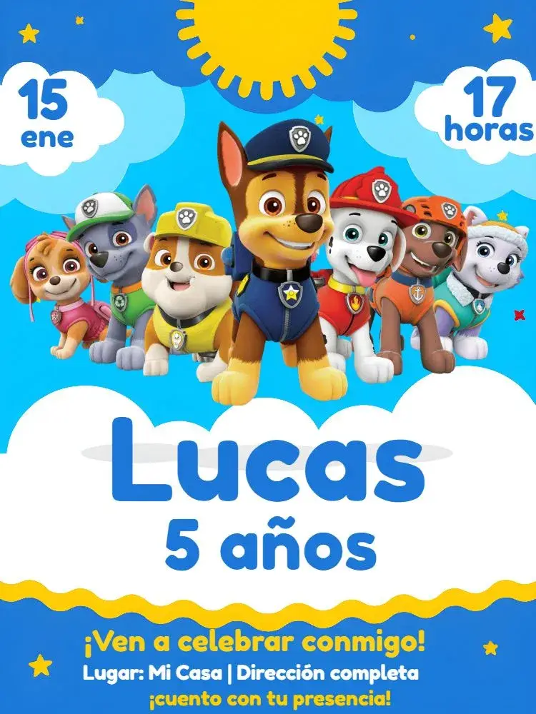 Invitación Patrulla Canina Económico