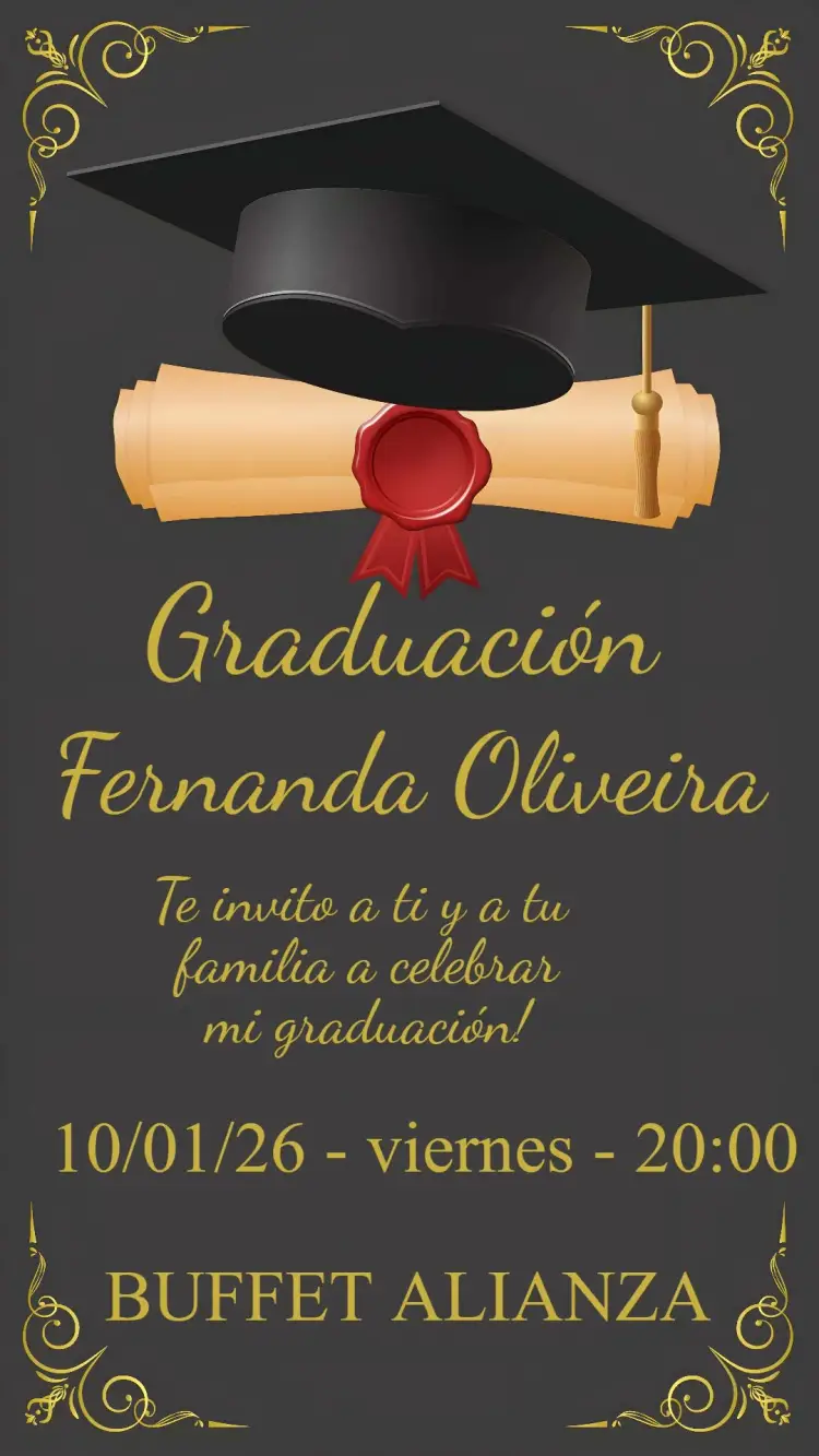 Invitación Graduación editable y personalizable