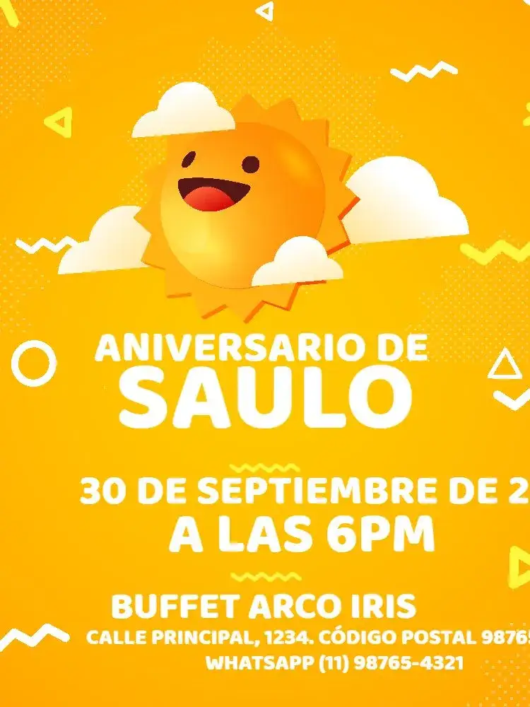 Invitación Rayo De Sol Geométrico Niño – tema Cumpleaños Infantil geométrico, lúdico, colorido, infantil, moderno