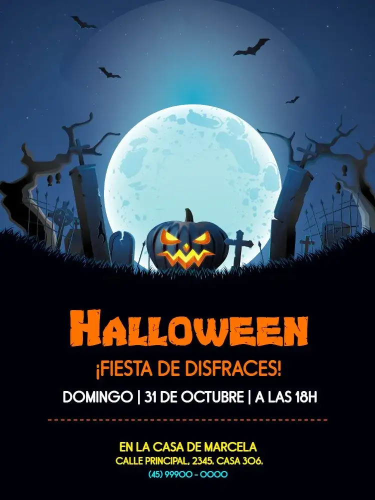 Invitación Halloween Día De Las Brujas – tema Cumpleaños Infantil oscuro, de fantasía, lúdico, temático, colorido, divertido
