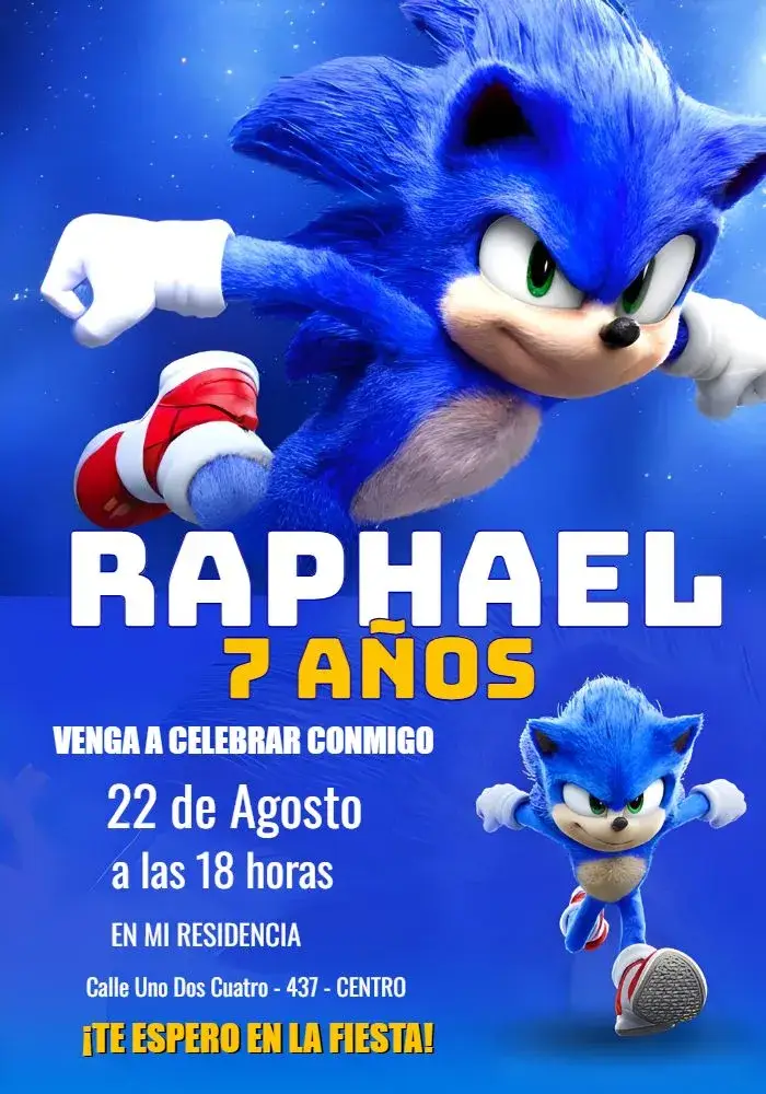 Invitación Sonic Monedas