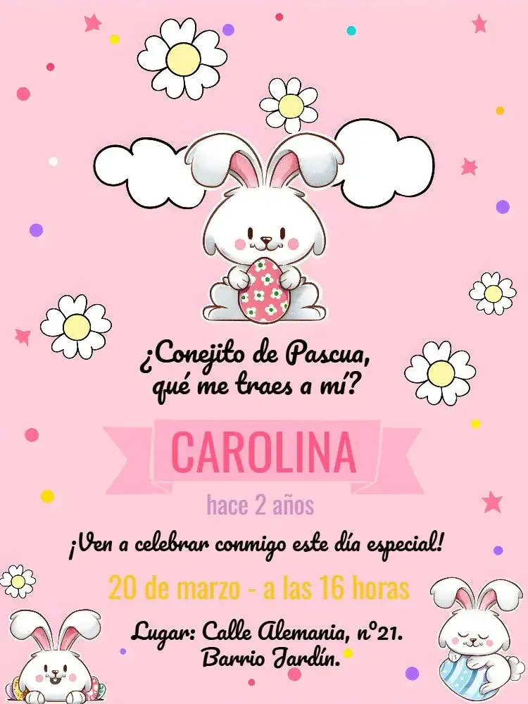 Invitación Pascua Zanahoria – tema Fechas Conmemorativas colorido, lúdico, divertido, fresco, pastel, temática de Páscoa