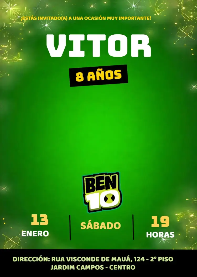 Invitación Ben 10 Colorido