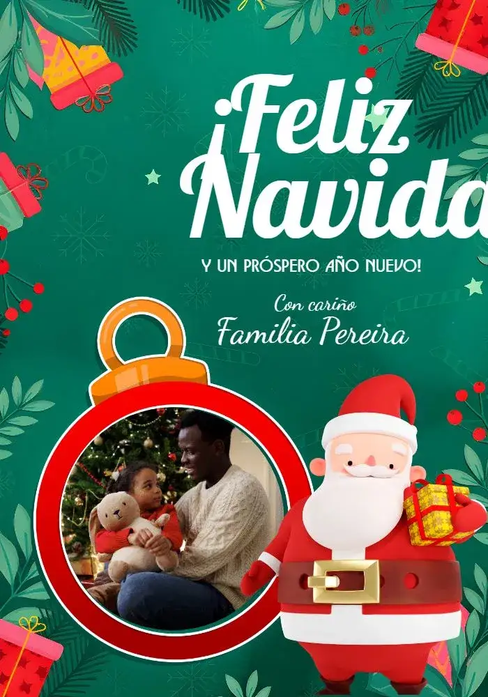 Invitación Tarjeta De Navidad Con Foto Felicitaciones – tema Fechas Conmemorativas rojo y dorado, moderno, festivo, navideño, clásico, colorido