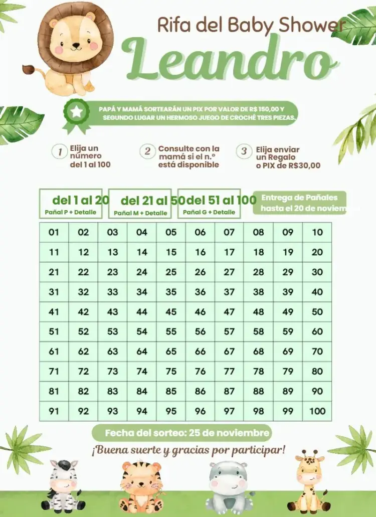 Invitación Safari Animales León editable y personalizable