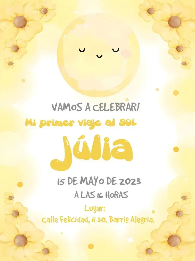 Invitación Primera Vuelta Al Sol Blanco