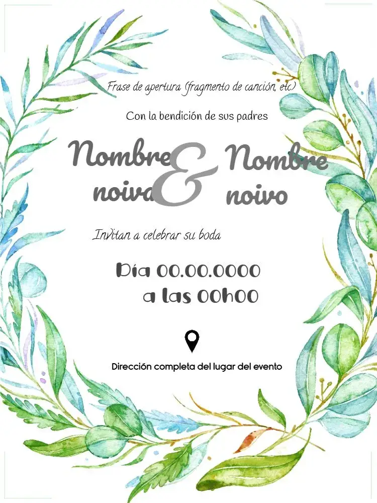 Invitación Boda Hojas Floral