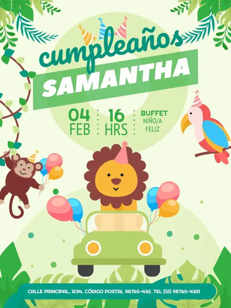Invitación Safari Baby Verde León
