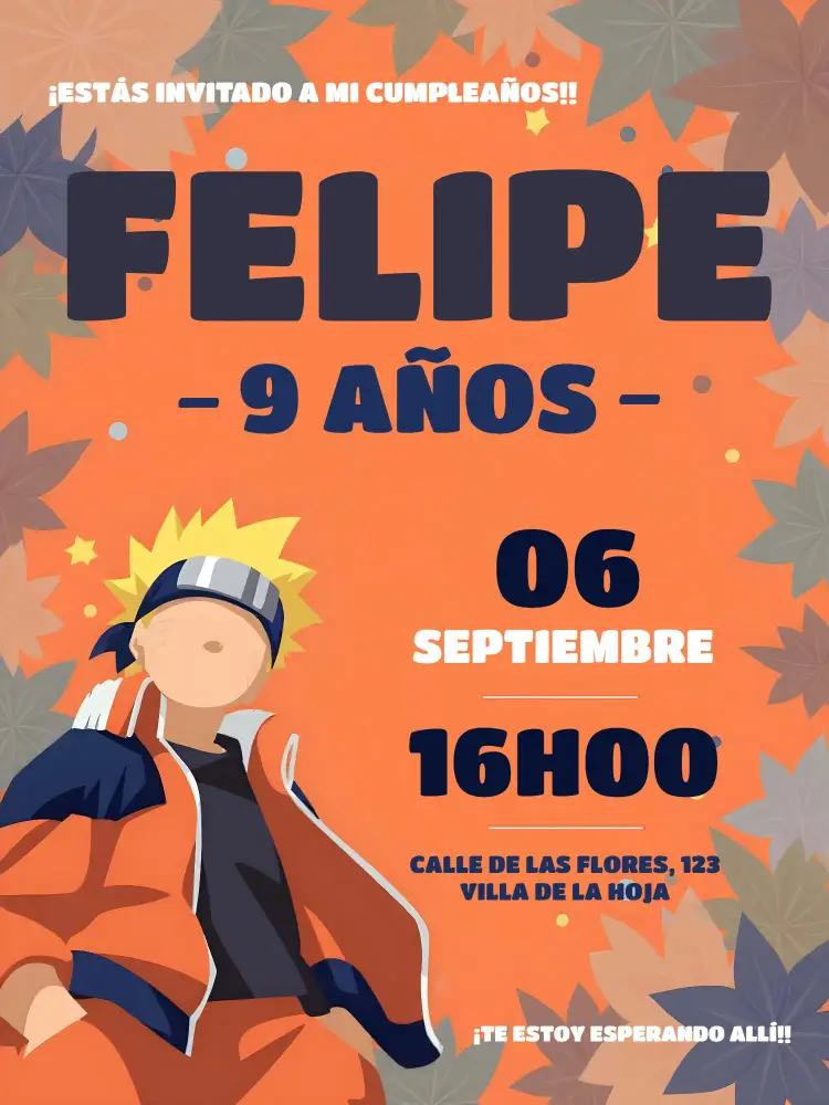 Invitación Naruto Fiesta