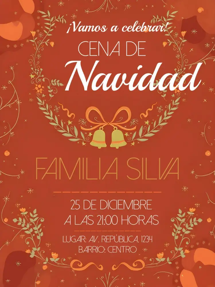 Invitación Fiesta De Navidad Cena – tema Fechas Conmemorativas rojo, blanco, verde, festivo, clásico, alegre