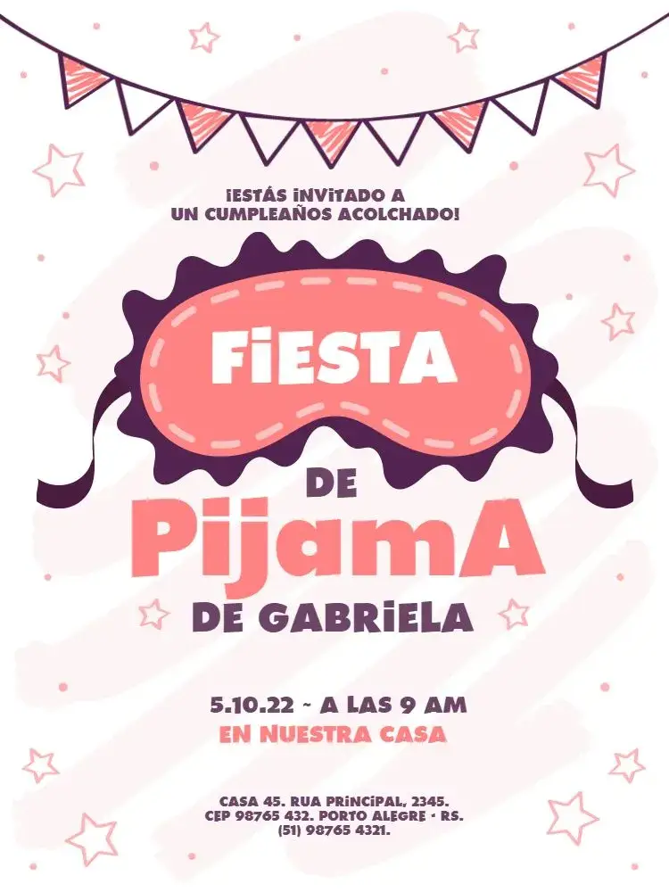 Invitación Fiesta De Pijamas Estrella