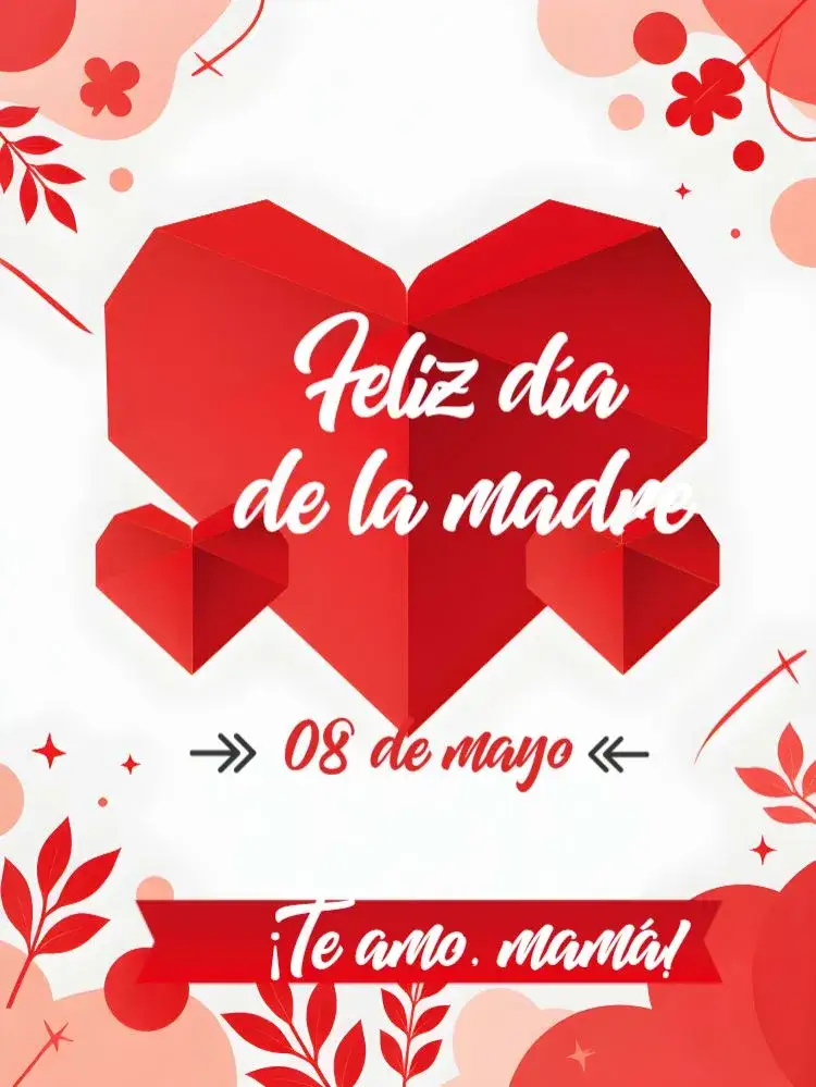 Invitación Publicación Día de la Madre Corazón – tema Fechas Conmemorativas rosa, delicado, amoroso, moderno, floral