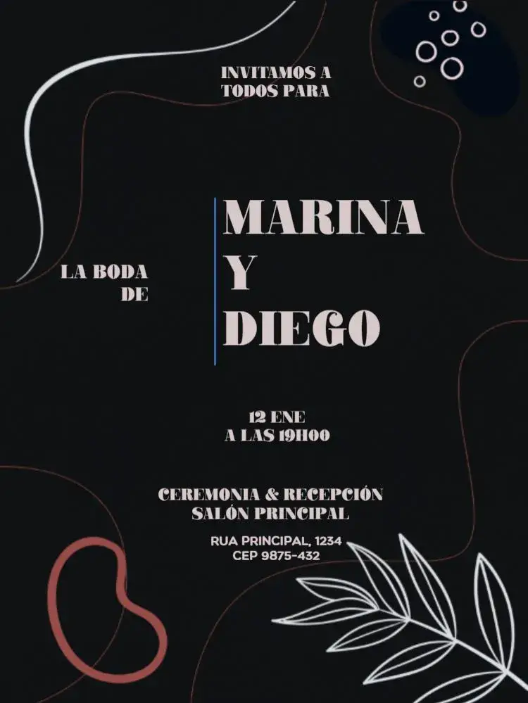 Invitación Boda Simple y Creativa Azul