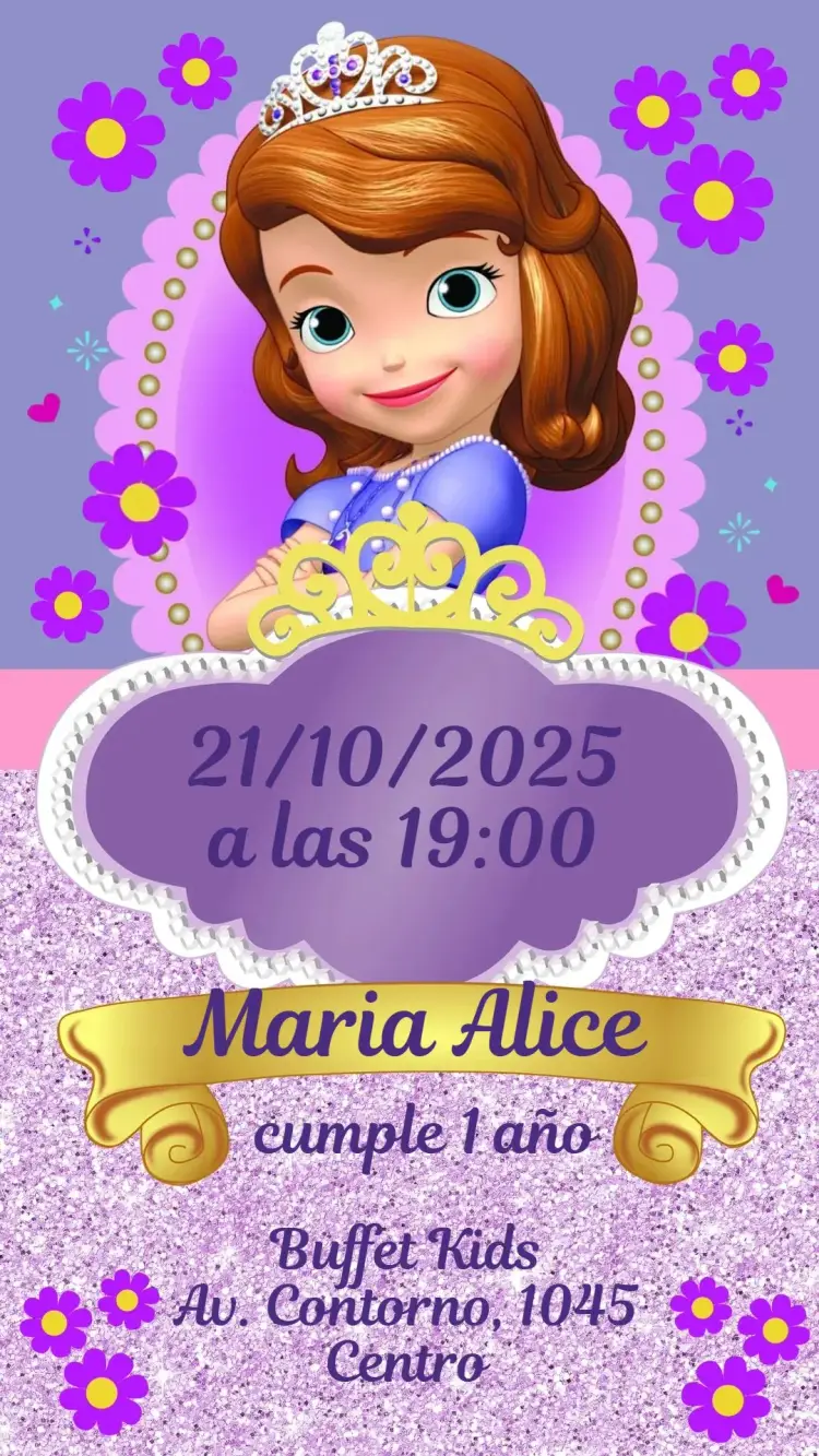 Invitación Princesita Sofía