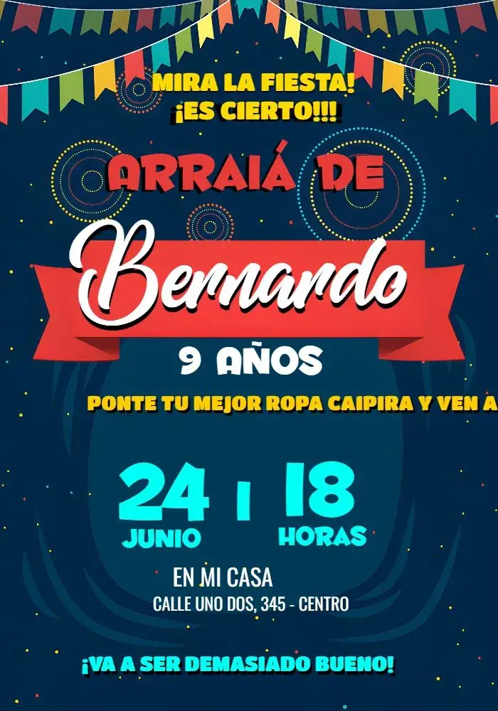Invitación Fiesta Junina Arraiá Festajulina