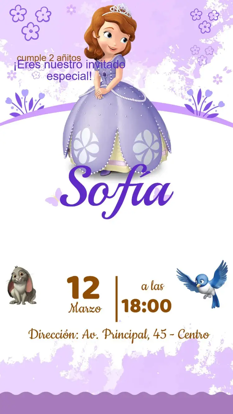 Invitación Cumpleaños Princesita Sofía