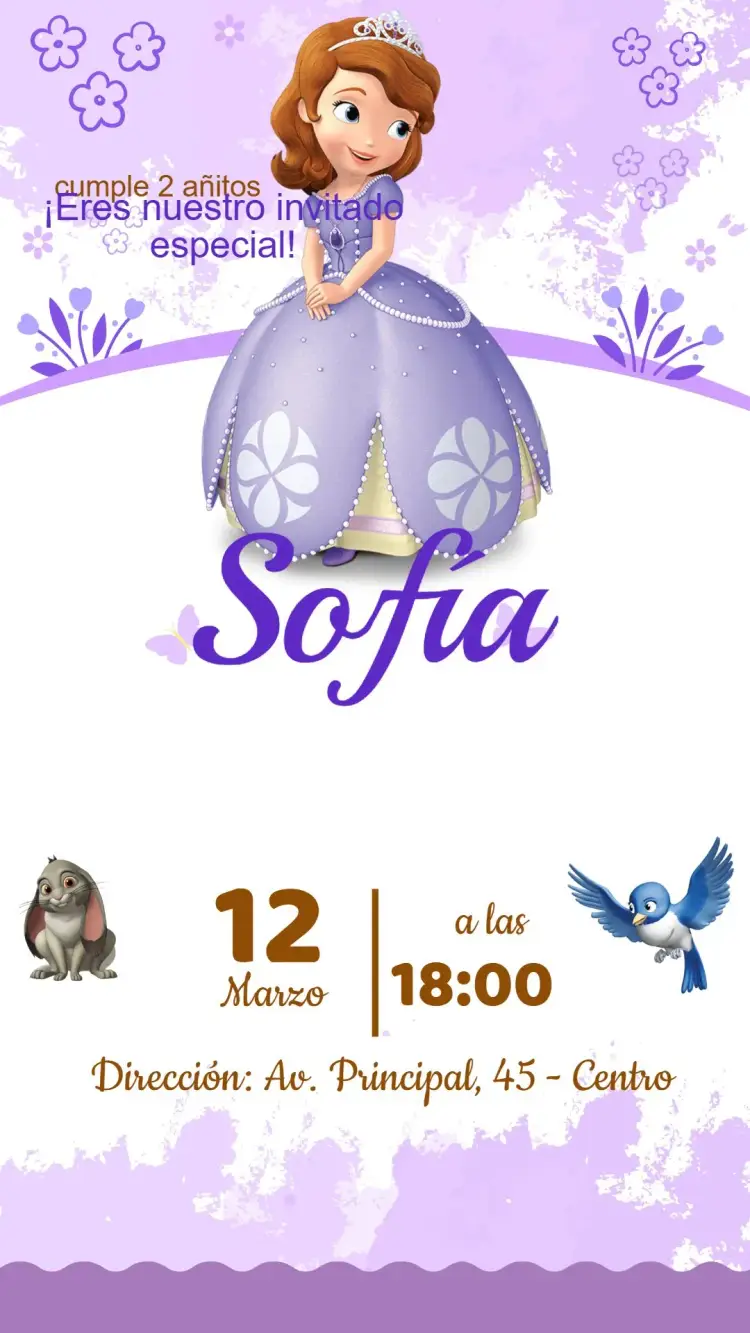 Invitación Cumpleaños Princesita Sofía