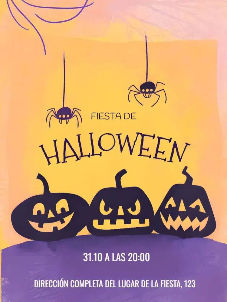 Invitación Fiesta de Halloween – tema Fechas Conmemorativas colores oscuros, elementos gráficos de Halloween, estilo divertido, fantasía, atmósfera mágica
