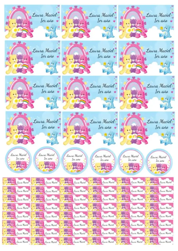 Invitación Etiqueta Escolar Ositos Cariñosos Colorido – tema Cumpleaños Infantil colorido, divertido, infantil, lúdico, alegre