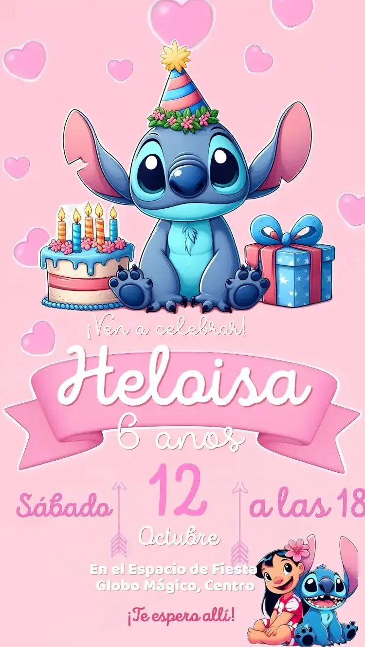 Stitch cumpleaños rosa