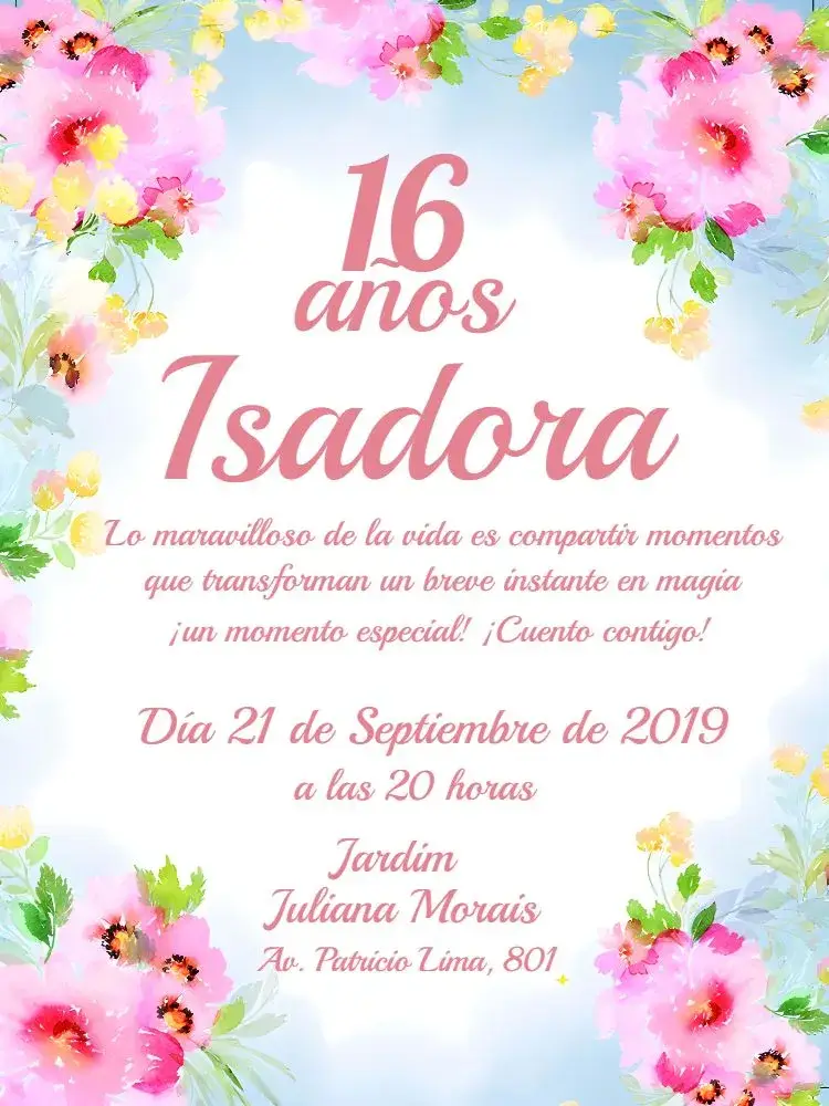 Invitación Floral 15 Años - Rosa Y Blanco Niña