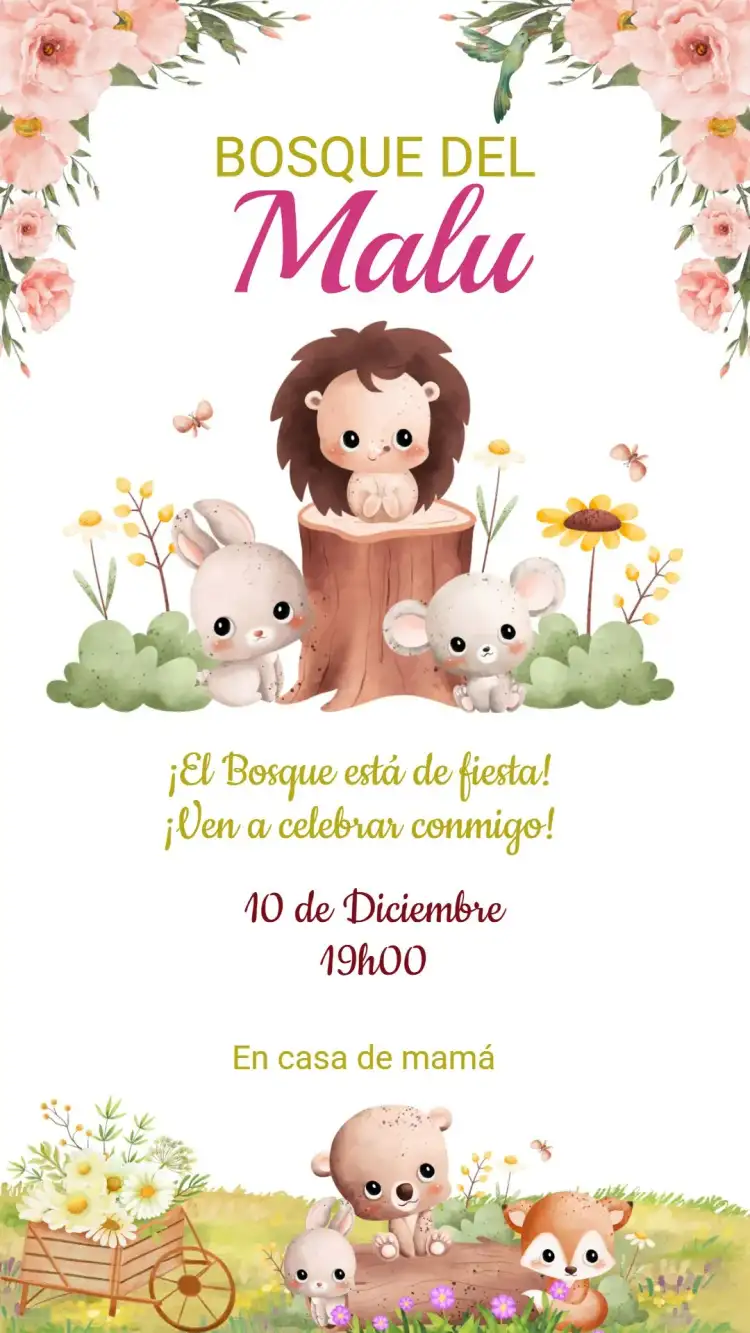 Invitación Digital Cumpleaños Bosque Encantado