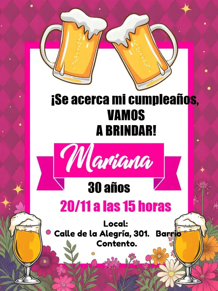 Invitación Barbacoa Boteco Rosa Chopp – tema Cumpleaños rosa, bar, barbacoa, festivo, moderno