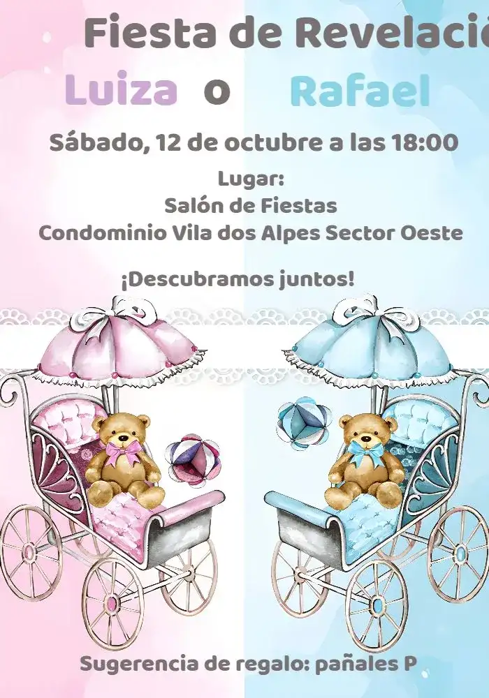Chá Revelación Ositos Acuarela Rosa
