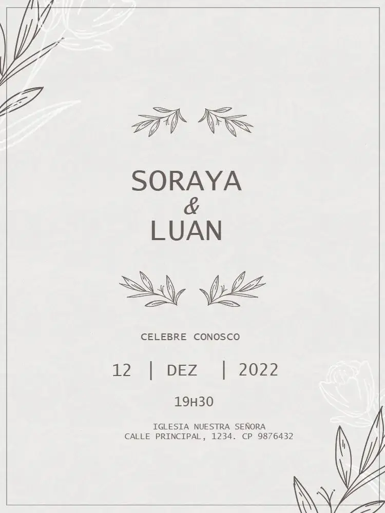 Invitación Minimalista De Celebración De Boda