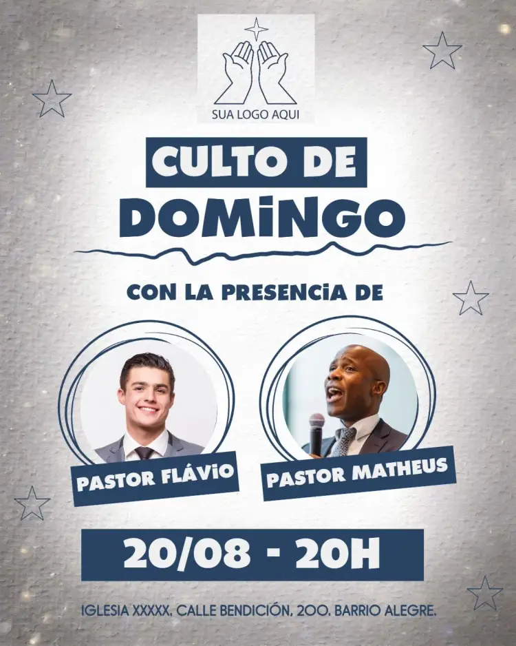 Invitación Arte Para Culto De Domingo Iglesia Con Foto Gospel