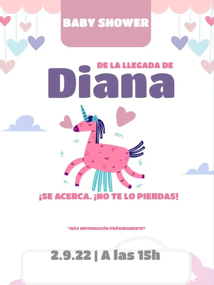 Invitación Tarjeta De Baby Shower Unicornio Y Corazones Noche – tema Tarjeta lúdico, delicado, nocturno, colores suaves, fantasía, infantil