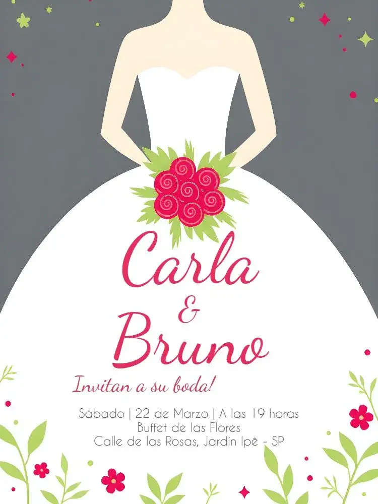 Invitación Boda Elegante - Novia Ramo
