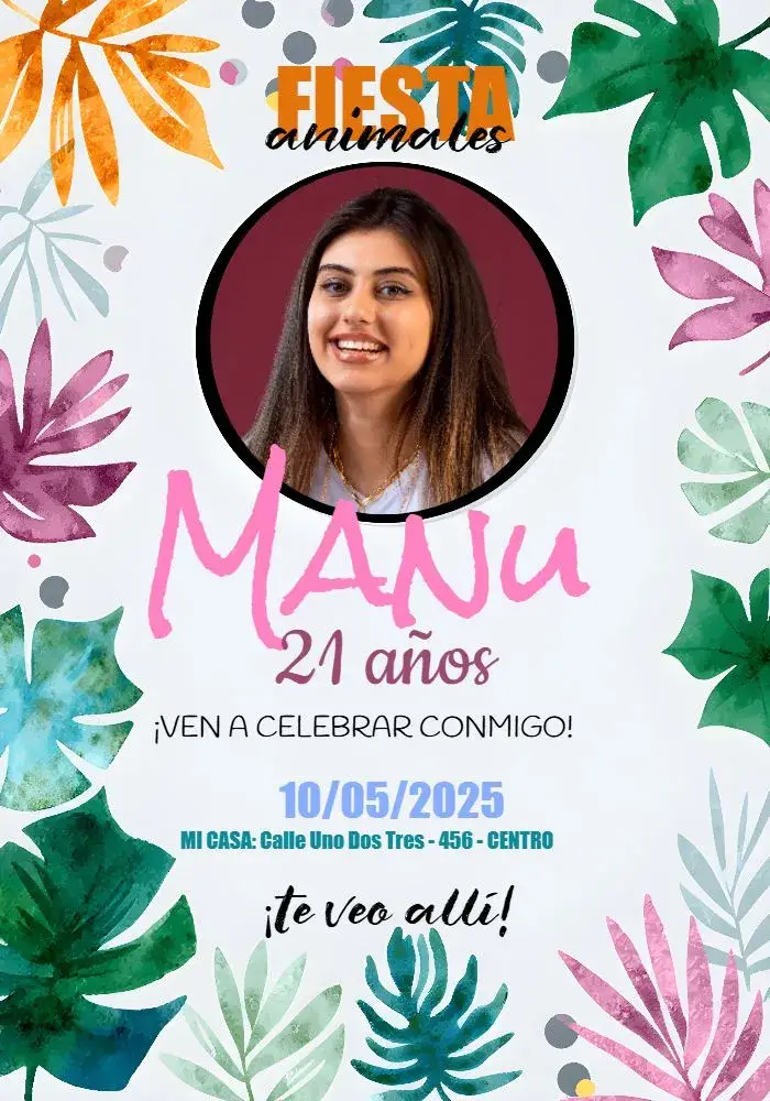 Invitación Party Animals Con Foto Verano