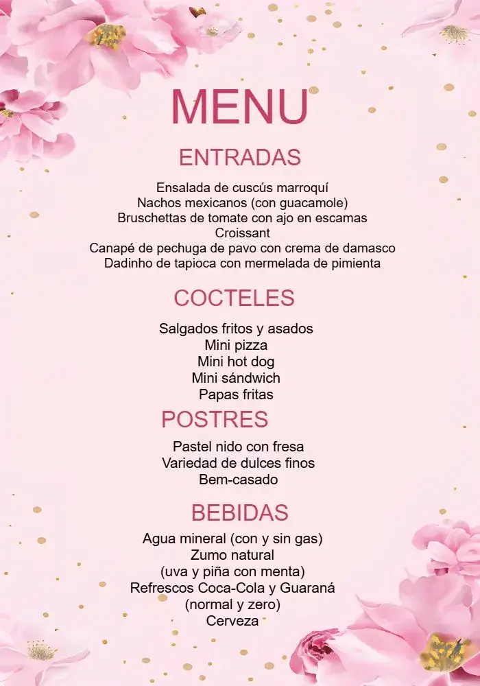 Invitación Arte Menú Carta Boda Fiesta