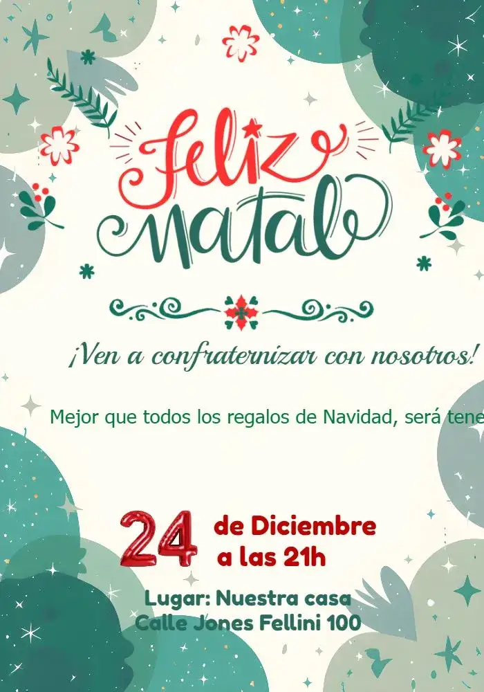 Invitación Fiesta De Navidad Christmas – tema Fechas Conmemorativas festivo, navideño, rojo y verde, brillo, modernidad