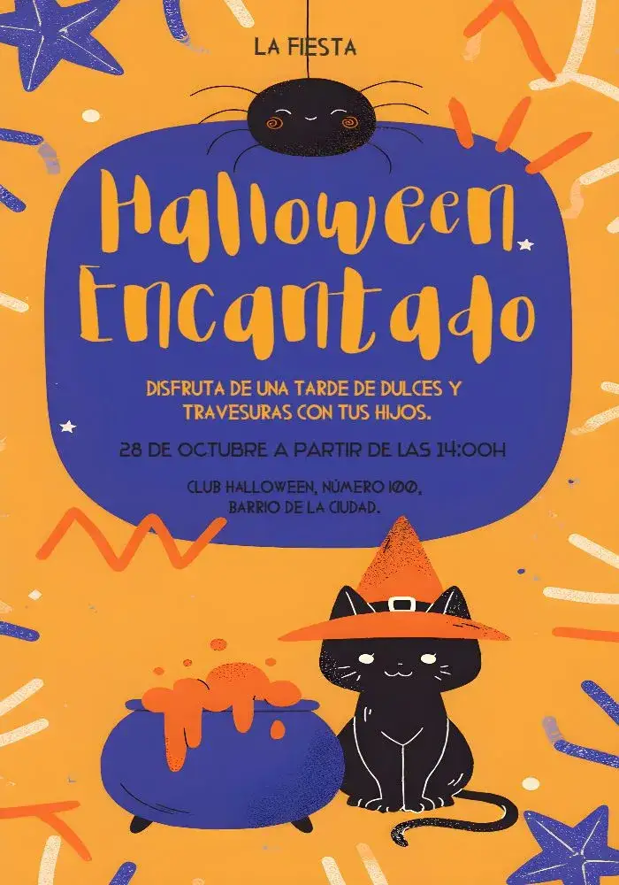 Invitación Halloween Trick – tema Fechas Conmemorativas colores vibrantes, diseño moderno, elementos gráficos de Halloween, estilo festivo, atmósfera mágica