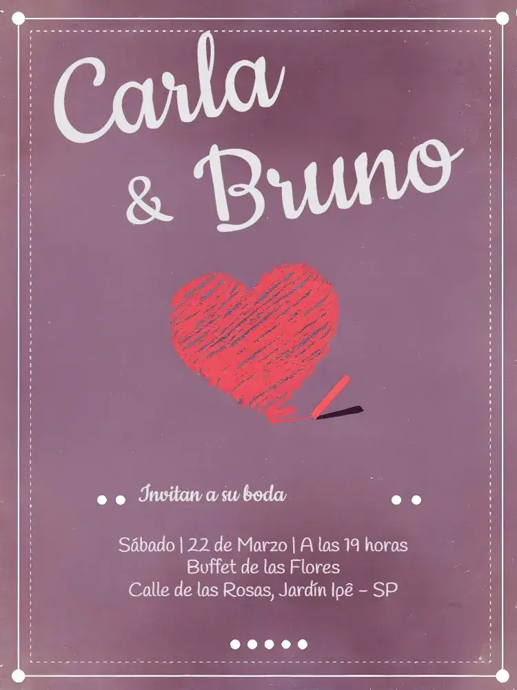 Invitación Matrimonio Romántico Pizarra