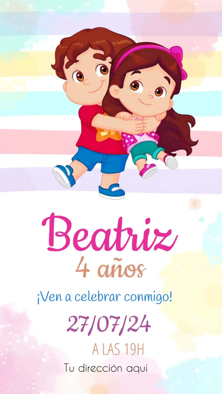 Invitación Maria Clara y JP Colorido – tema Fechas Conmemorativas colorido, divertido, infantil, alegre, vibrante