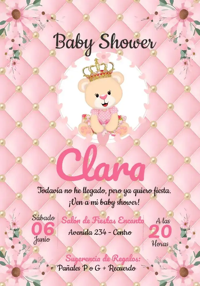 Baby Shower Osita Princesa Niña