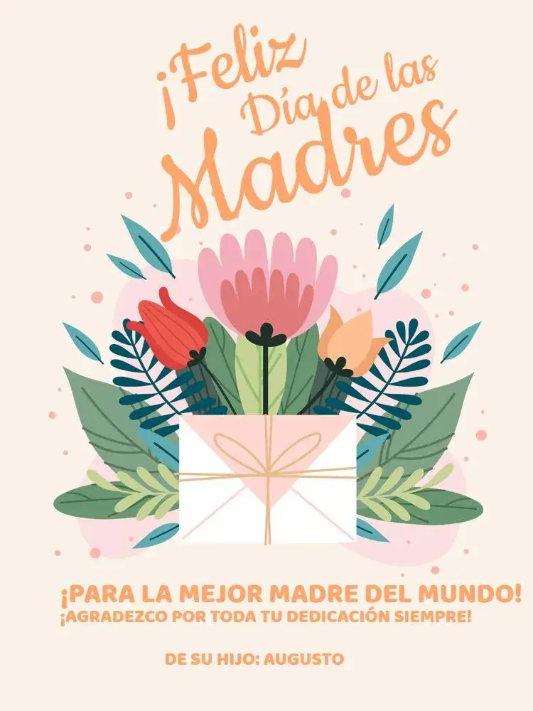 Invitación Tarjeta Delicada Día De La Madre Mensaje – tema Tarjeta floral, delicado, pastel, minimalista, suave, moderno