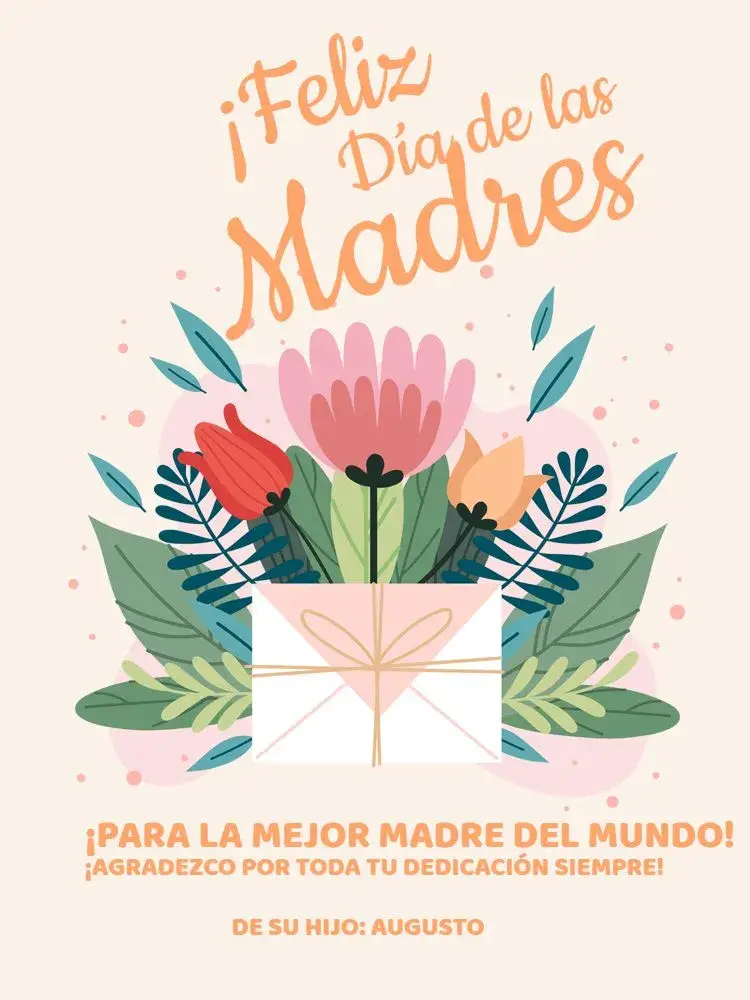 Invitación Tarjeta Delicada Día De La Madre Mensaje