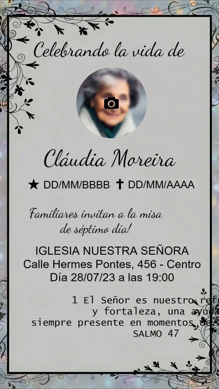 Invitación Misa De Séptimo Día Flores – tema Fechas Conmemorativas floral, minimalista, clásico, elegante, sutil