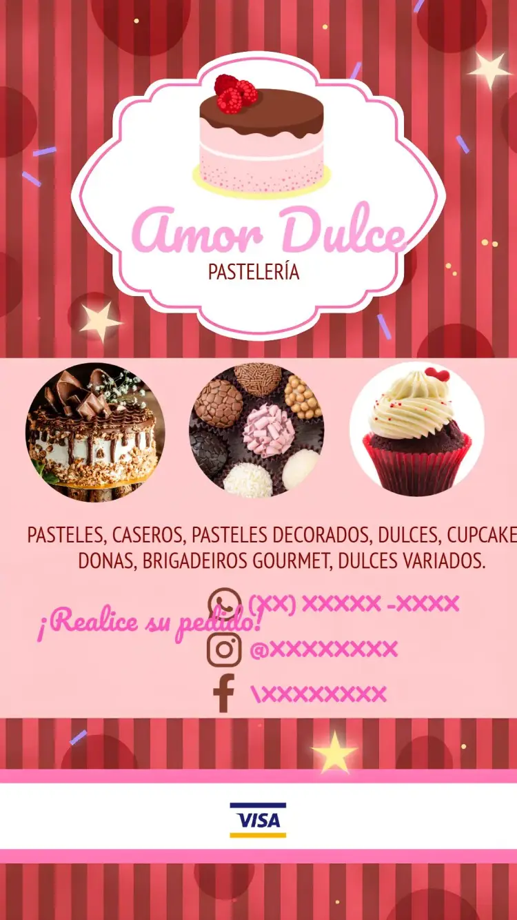 Invitación Tarjeta De Visita Pastelería Post