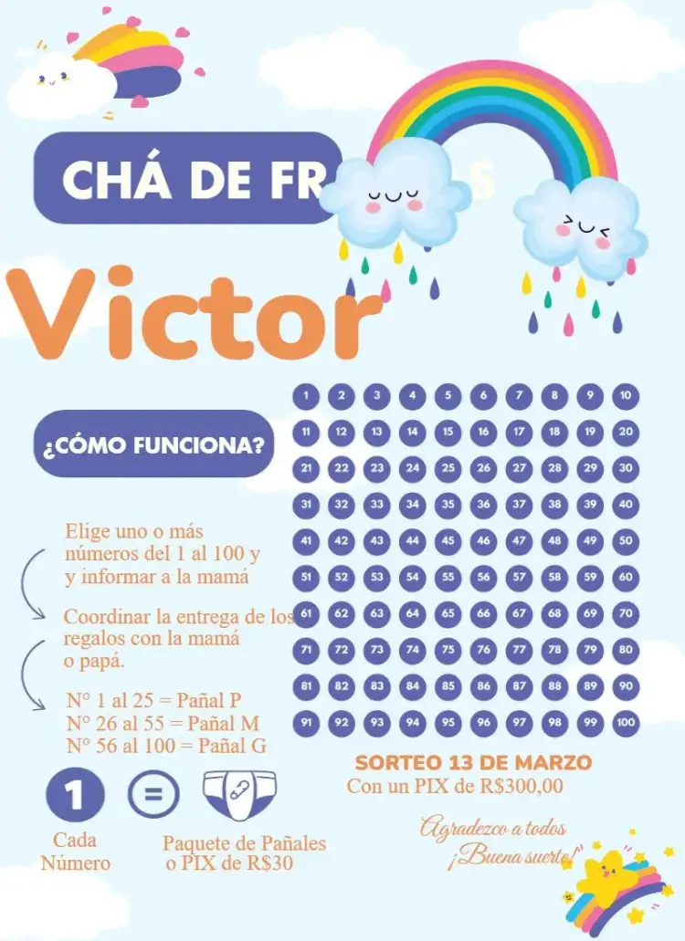 Invitación Lluvia de Amor Arcoíris – tema Té Rifa colorido, naturaleza, animales, arcoíris, divertido, moderno