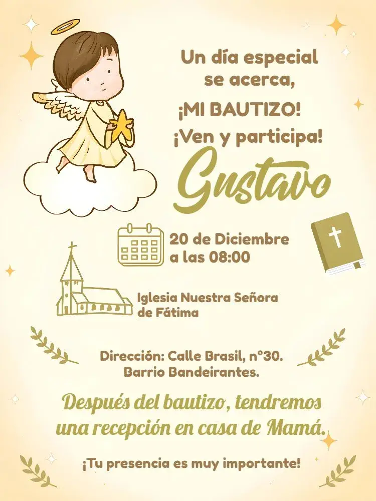 Invitación Bautizo Angelito Blanco