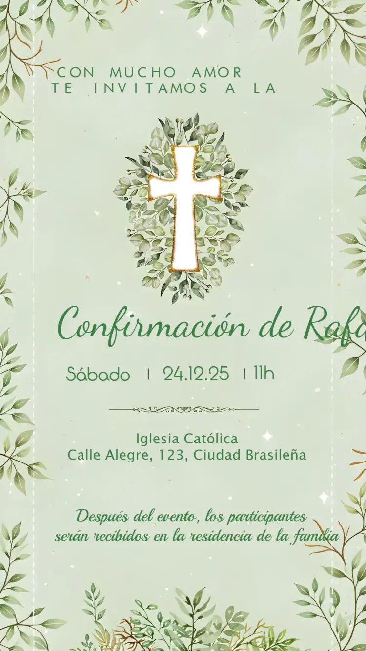 Invitación Confirmación Follaje editable y personalizable