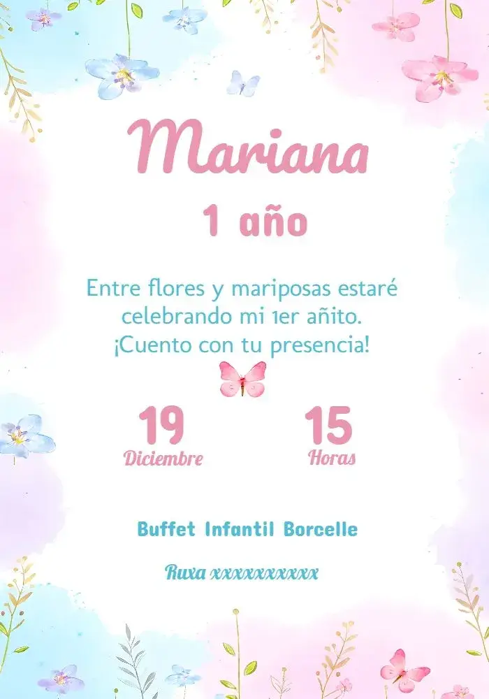 Invitación Jardín De Las Mariposas Niña
