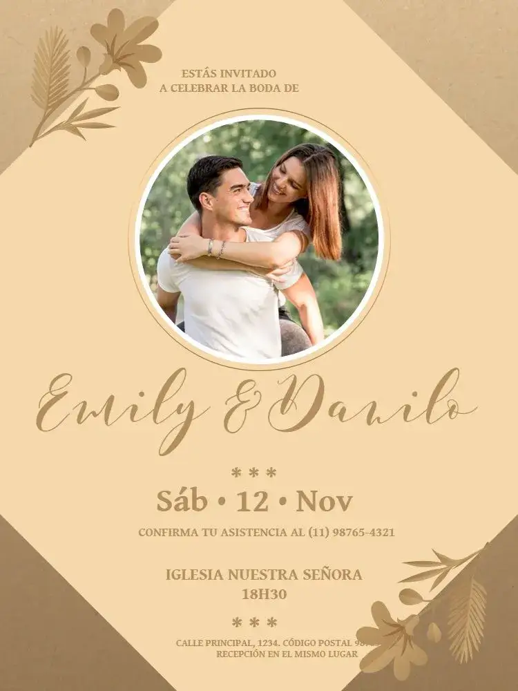 Invitación Boda Rústica Chic Oscuro – tema Boda rústico, chic, oscuro, floral, elegante, moderno