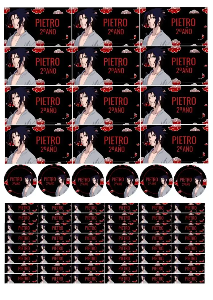 Invitación Etiqueta Escolar Sasuke Lembrancinha